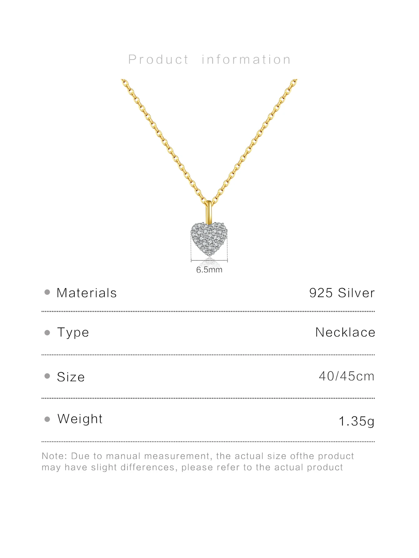 DPLAOPA 925 Sterling Silver Gold Love Heart Pendant Full Zircon Charm Long Chain Necklace 2024 Women Luxury Fine Jewelry — zdjęcie 6