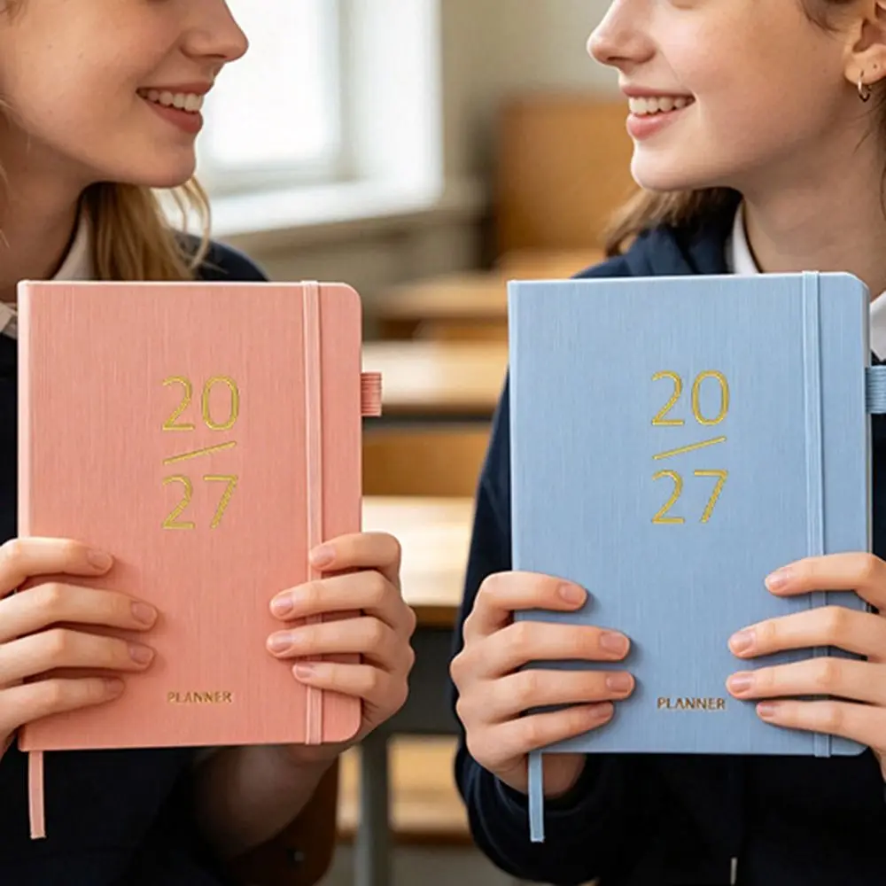 Portable A5 2027 Schedule Book To Do List Planner Reminder Daily Planner Book Textured PU Calendar Book Gift Giving