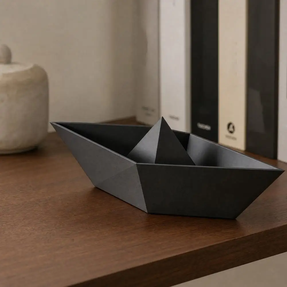 Origami Boat Decor Minimalist Boat Ornament 3d Printed Origami Boat Model Minimalist Paper Figurine Home Office Desk Decor