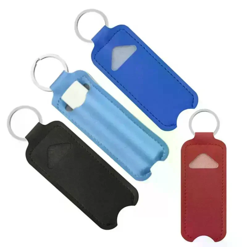 Pu Leather Chapstick Pouch Keys Ring Lipstick Lip Gloss Bag Keychain Holder Portable Lip Balm Bottle Packaging Cover Key Ring view 3