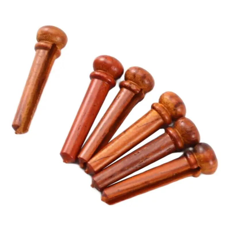 AED4-6Pcs Wood Bridge Pins For Acoustic Guitars,Fixed String Nails For 6 & 12 String Instruments, Enhanced Tone & Stability