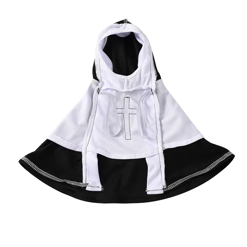 Halloween-Katzen-Nun-Kostüm, Jesus-Kreuz-Muster, Katzenkleidung für kleine Hunde, lustiges, süßes Kostüm für Partys, Overall für Haustiere, Katzenaccessoires. – Detail 5
