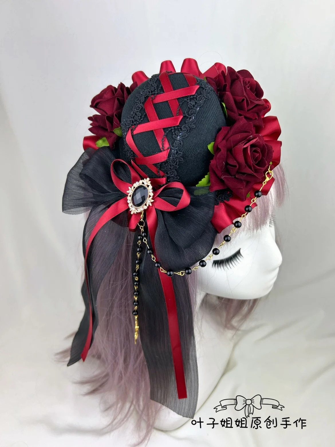 Lolita Top Hat Hair Accessories Lolita Gothic Dark Style Rose Retro Court Gorgeous Hat Barrettes