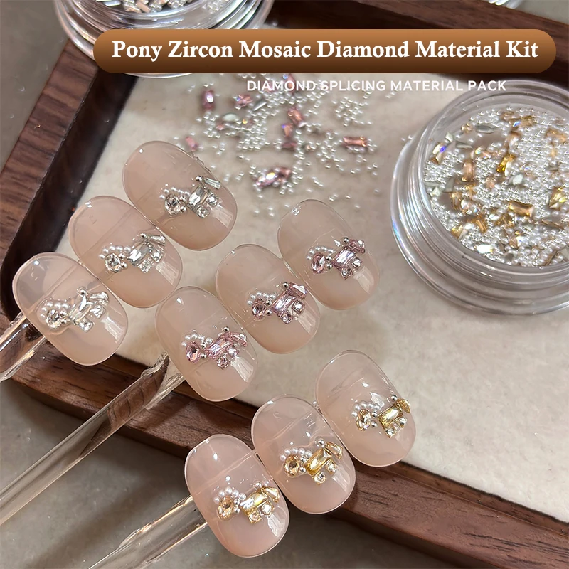 1 Box Year Of The Horse Zircon Nail Art Rhinestone Material Kit Mini Flat-Bottomed Diamond Jewelry For Nail Art Crafts