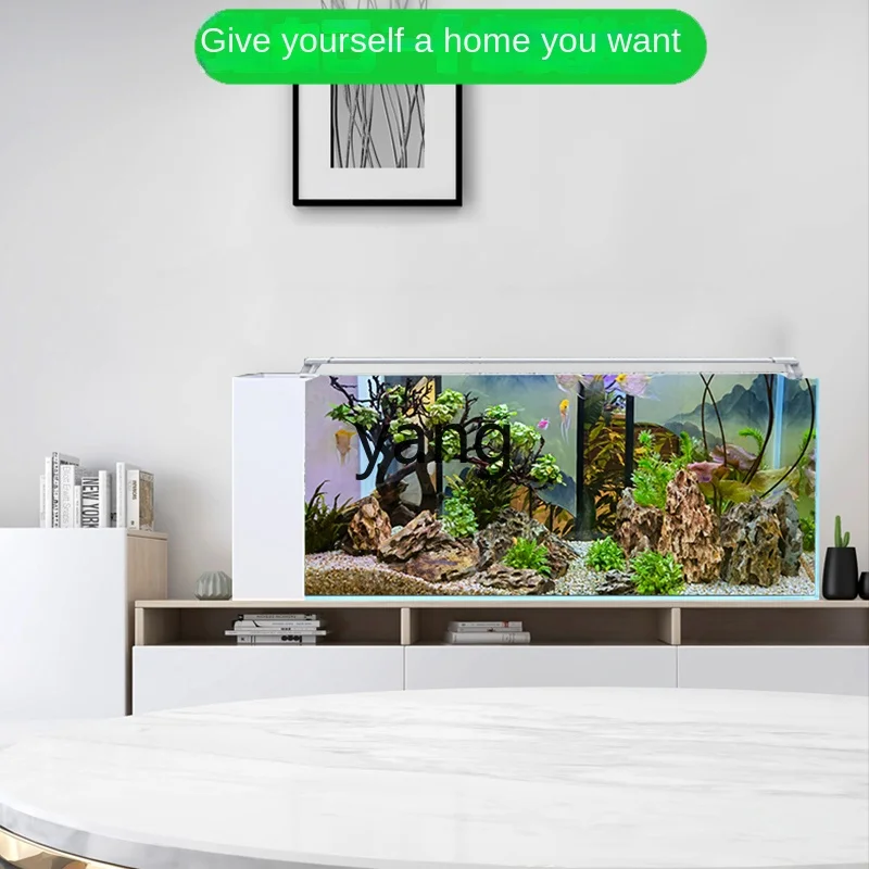 LMM Desktop Side Filter Ultra White Glass Fish Tank Small Medium Large Living Room Home Ecological Filter Screen Aquarium