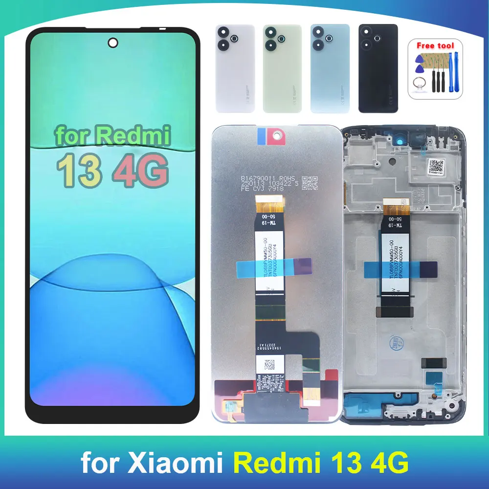 100% Tested LCD for Redmi 13 4G LCD Display Touch Screen Digitizer Replacement for Redmi 13 4G Phone 2404ARN45A / 24040RN64Y LCD
