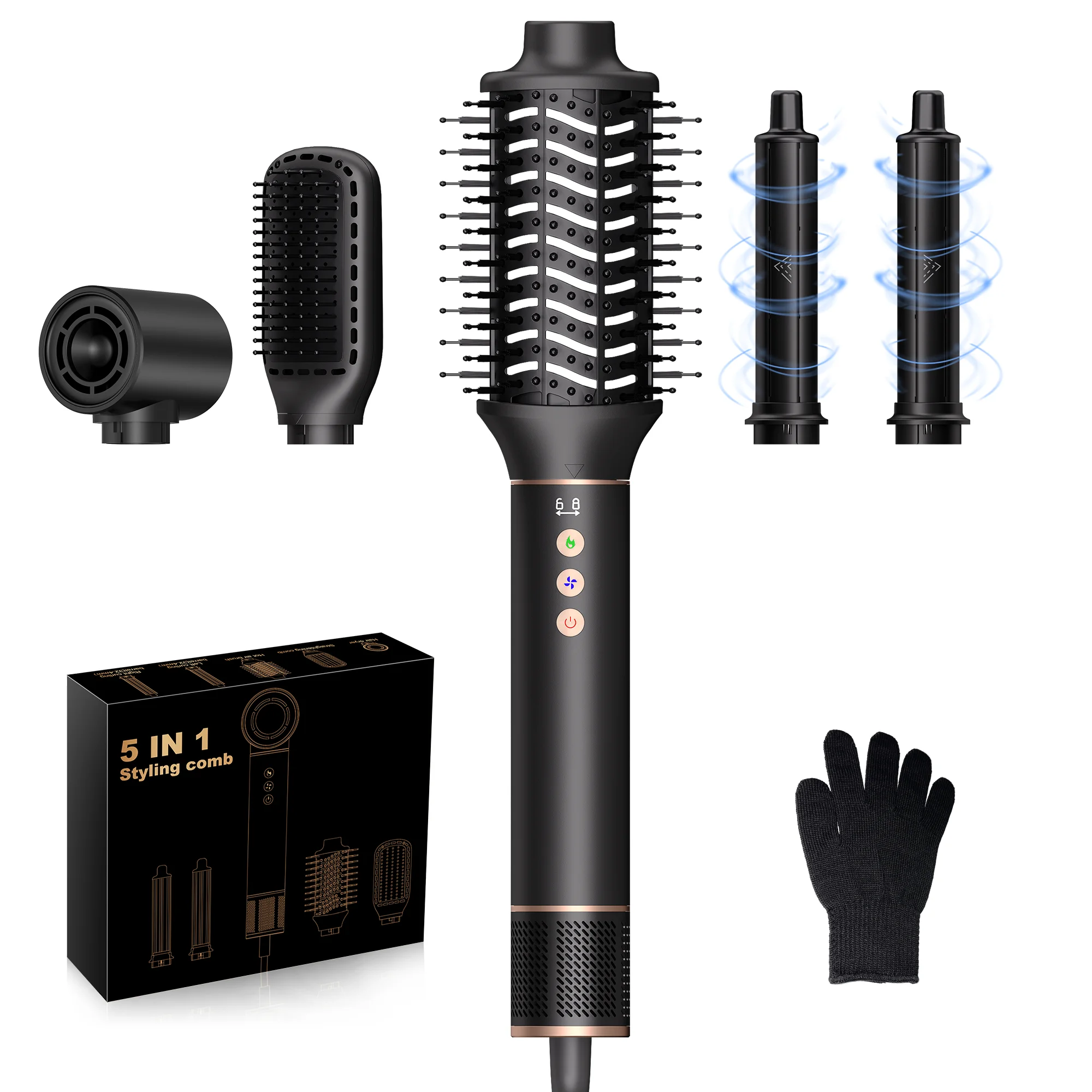 

5 in 1 High Speed Hot Air Hair Dryer Brush 110000RPM, 20m/s Airflow, 0.75LB Aluminum, Ionic Blow Dryer for Styling & Curling