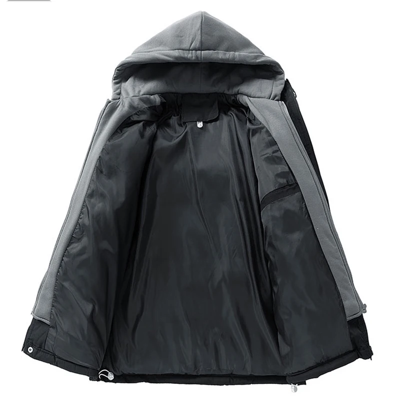 Men's Warm Parkas Casual Cotton-Padded Jacket Winter Men Trendy Fake Two-piece Hooded Bread Cotton-padded Jackets Coats