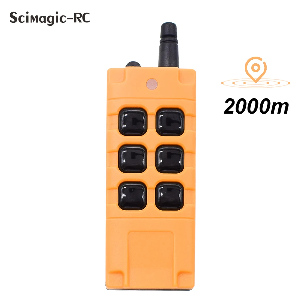 2000m Long Distance Range High Power RF 6 Buttons Wireless Remote Control Transmitter 433 MHz Relay Switch Light