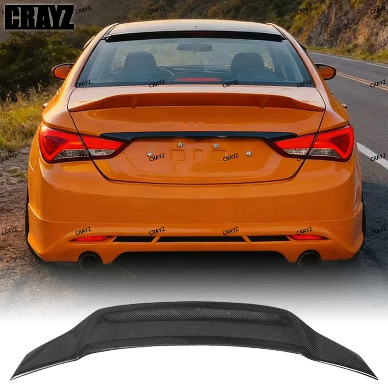 

Автомобильный Стайлинг R стиль блеск из настоящего углеродного волокна узор ABS задний спойлер багажника крыло подходит для Hyundai Sonata 8 2011-2013