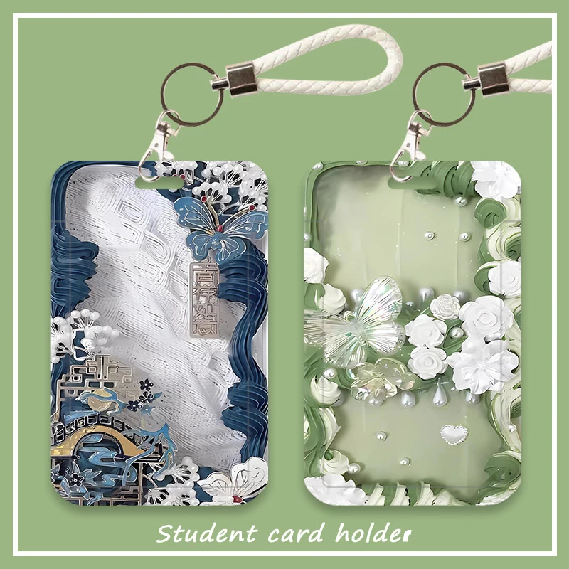 Ins Style Flower Card Holder ABS Student Card Meal Card Subway Card Bus Card Pick-up Card Anti-lost Hard Shell Card Holder