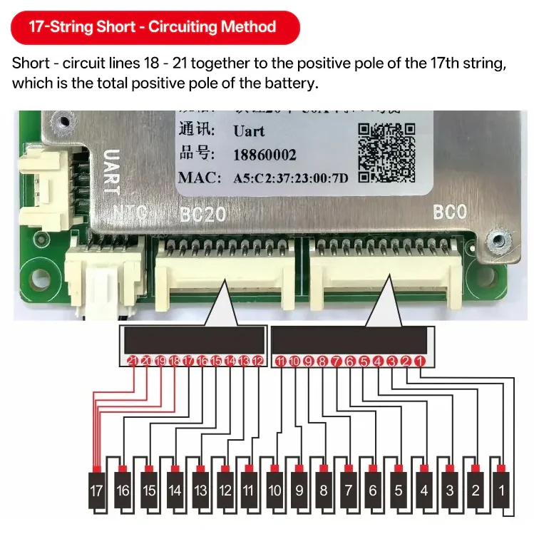 JBD BMS 40A 50A 60A 80A 8S~20S Bluetooth Smart BMS 8S 9S 10S 12S 13S 14S 15S 16S 17S 18S 20S LiFePO4 Li-Ionen BMS für E-Scooter – Detail 13
