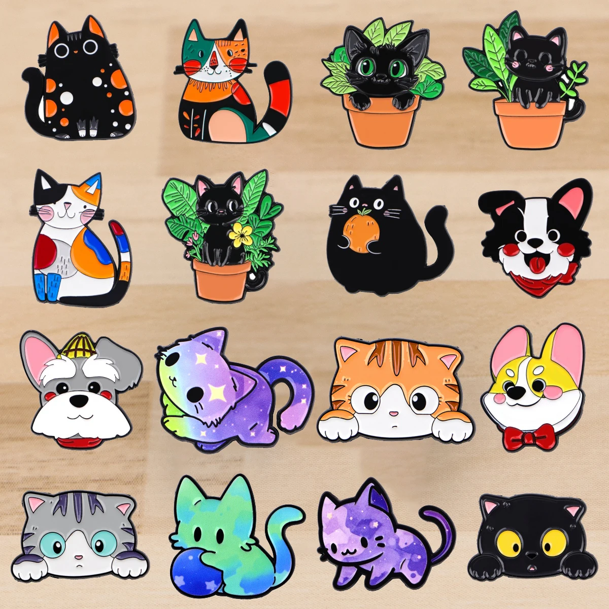 

Cute Black Cat Enamel Pin Cartoon Dogs Badges on Backpack Women's Brooches Hat Lapel Pins Cosplay Accessories Toys Gifts