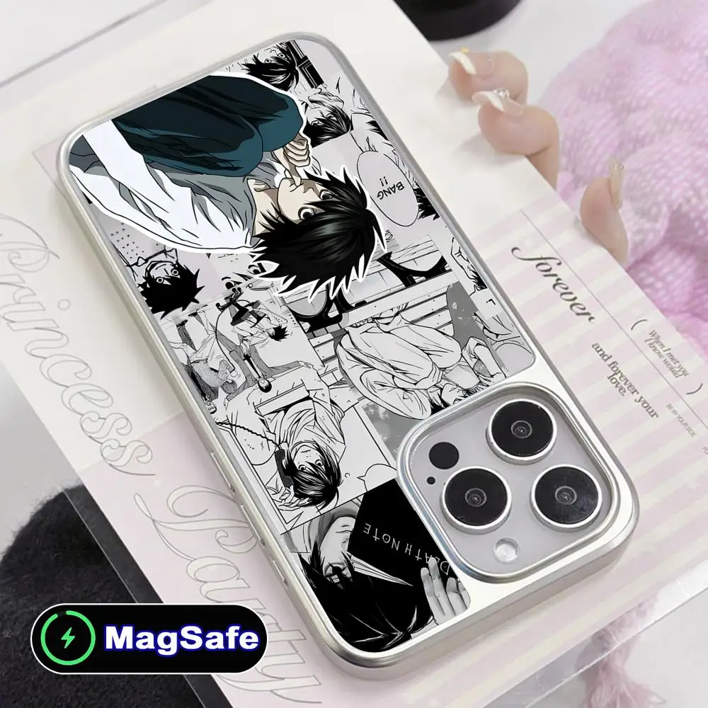 

Чехол для мобильного телефона Death Note L Lawliet для iPhone 17, 16, 15, 14, 13, 12, 11 Air Pro Max Plus Magsafe с серебряным покрытием, цветной чехол