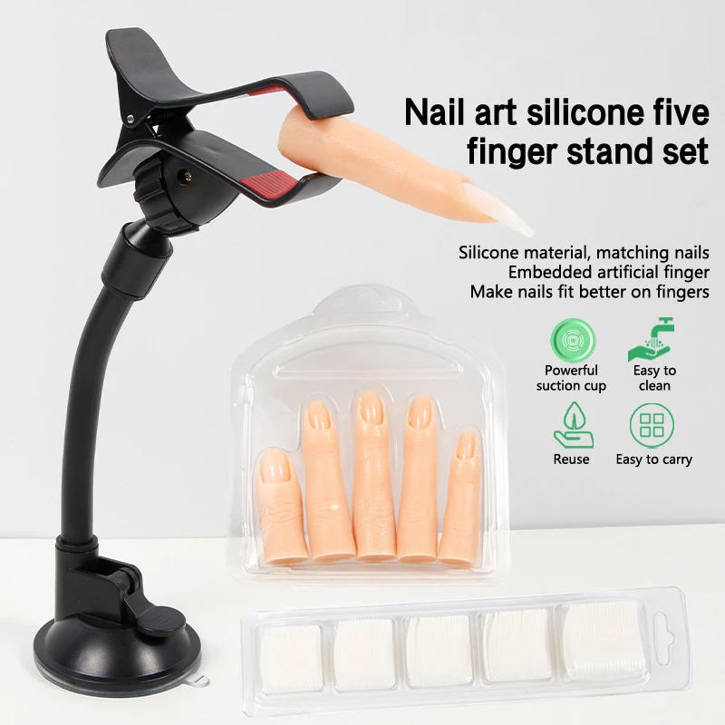 

Nail Art Practice Fingers Set With Joints Matching Nail Plate Silicone Simulation Prosthetic Hand Model For Beginners