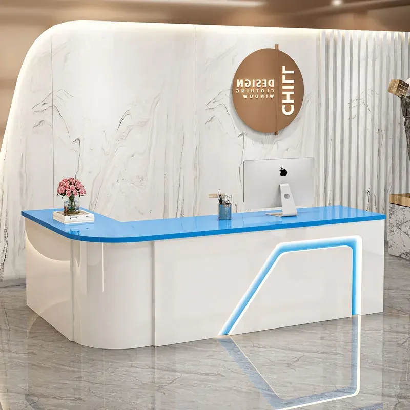 Italian Salon Reception Desk Small Simple Checkout Table Cashier Counter Desk Office Show Mueble De Recepción Hotel Furniture