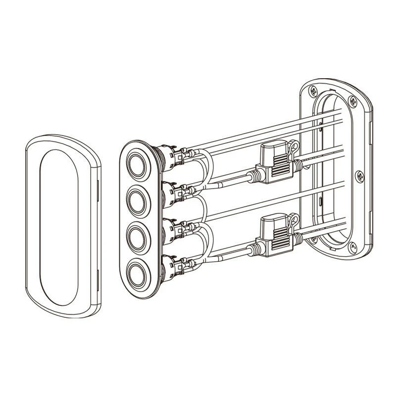 Interruptor de Panel de fibra de carbono modificado de 6 posiciones, interruptor de botón de acero inoxidable con luz roja para barco RV, 12V, 20a