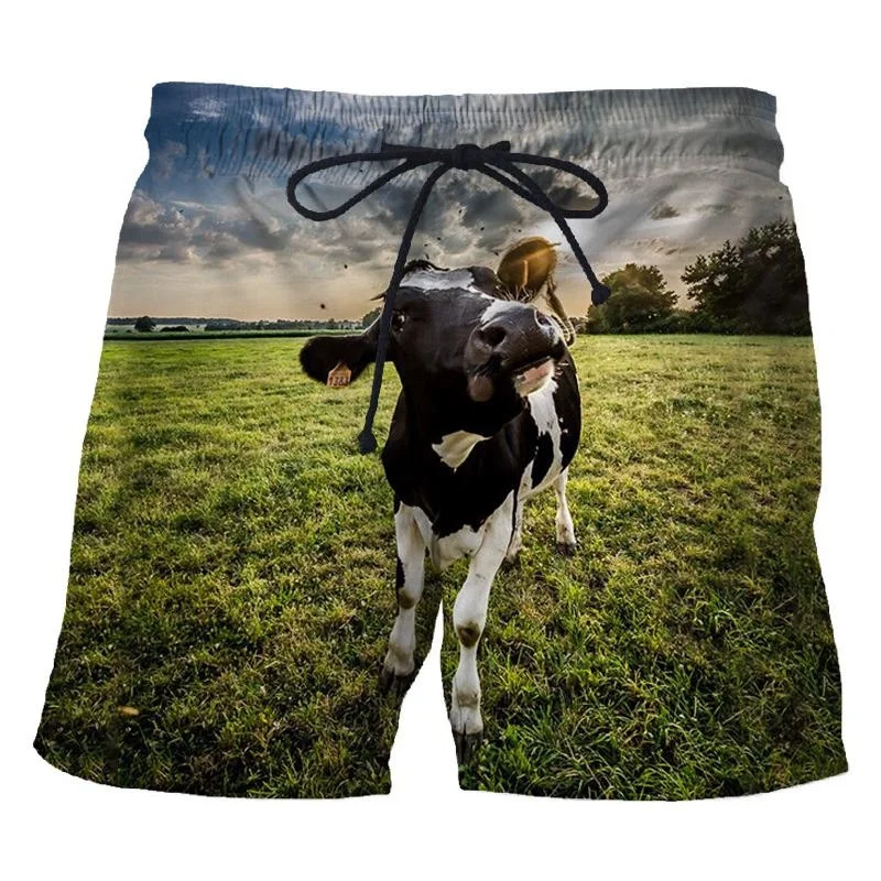 Funny Animal Cows 3D Printed Short Pants Men\'s Hot Sale Summer Vacation Beach Shorts For Women Boys Girls Cool Swim Trunks