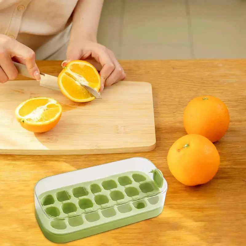 Ice Cube Maker Tray Ice Cube Tray With Lid And Bin No-Touch Ice Cube Trays 21pcs Ice Ball Maker Mold Ice Cube Tray For Juice