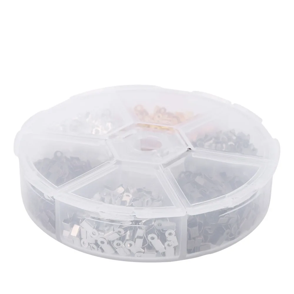 Durable Alloy Crimp Cord Ends 8 * 8 * 1.8cm Different Colors Jewelry Finding Connectors Leather Ribbon Clasps Bracelet Making