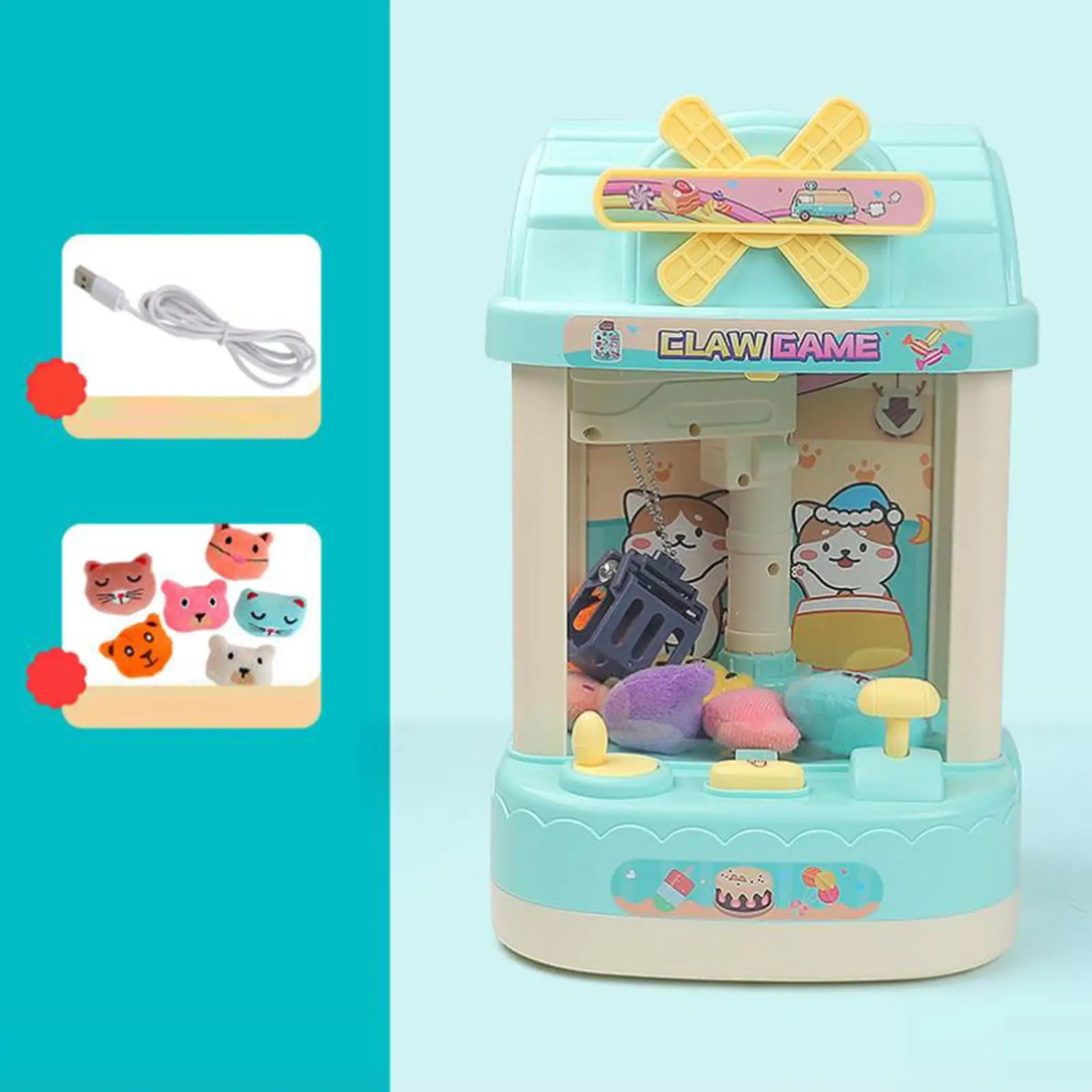 

Mini Plush Toys Claw Machine with Light and Sound with Volume Control Switch