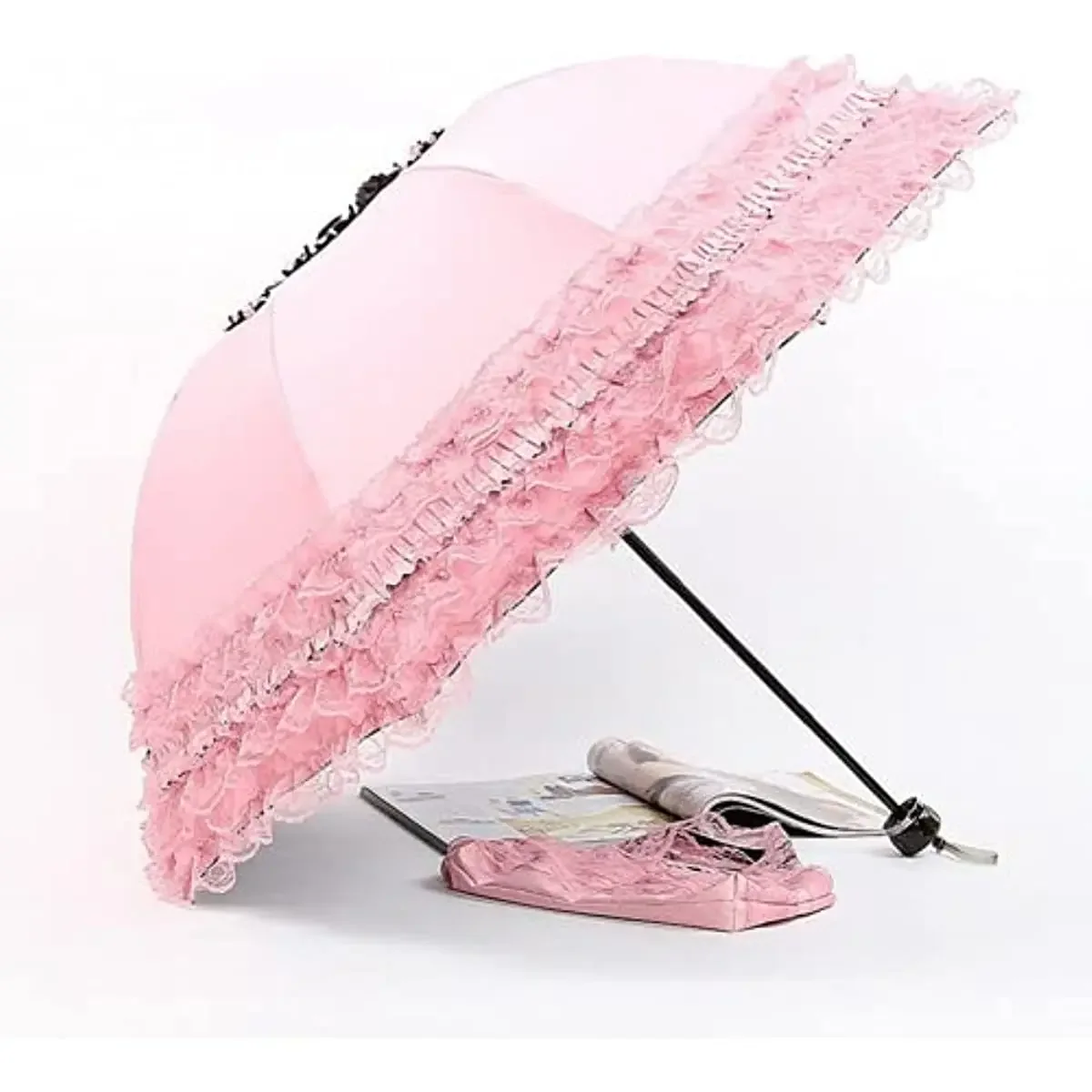 White Lace Umbrella Female Backpack Lolita Strong Portable Beach Umbrella Beautiful Windproof Parasol Paraplu Rain Gear