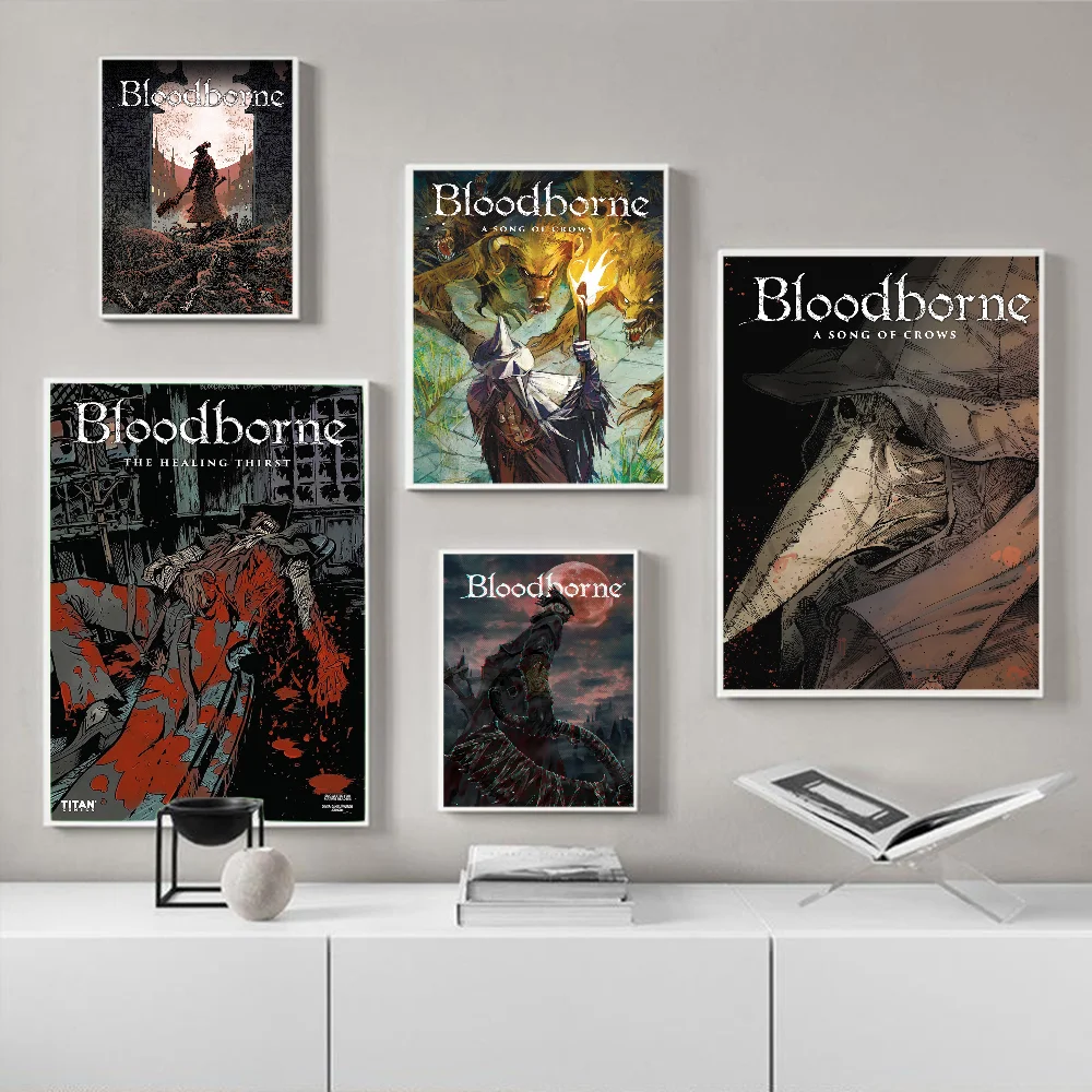 Bloodborne Self-adhesive Art Poster Waterproof Paper Sticker Coffee House Bar Posters Wall Stickers