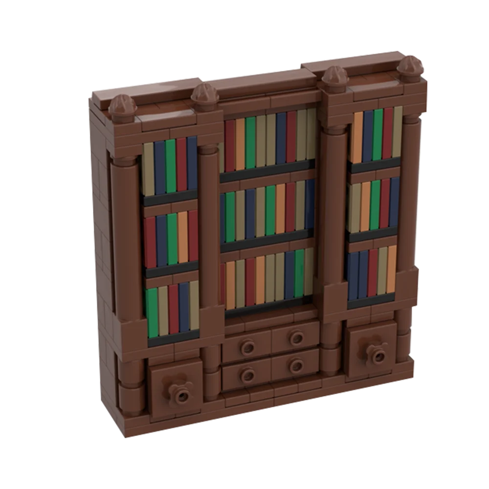 Gobricks MOC الإبداع رف كتب ألعاب مكعبات البناء للمكتبة والدراسة منزل الملحقات لتقوم بها بنفسك مشاهد الطوب الأطفال هدية
