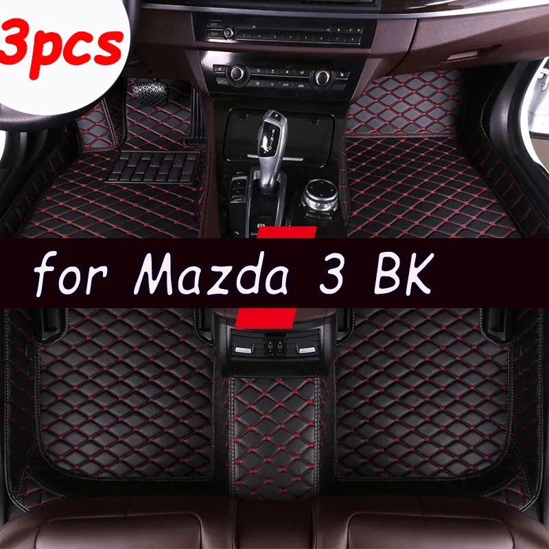 Custom Auto Luxury Leather Car Floor Mat For Mazda 3 BK 2003 2004 2005 2006 2007 Car Mat Full Set Women Waterproof Accessories