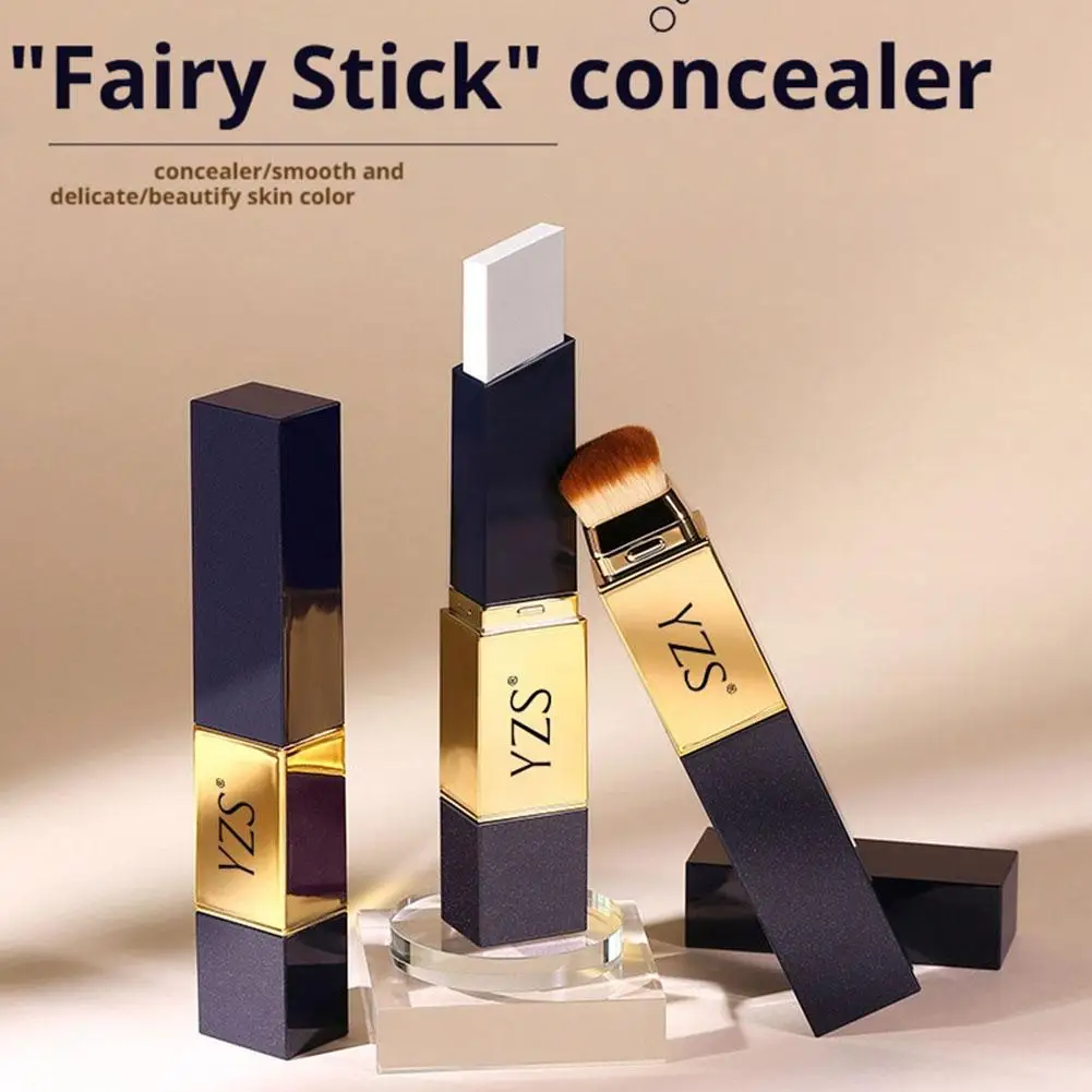 2-in-1 doppelseitiger Concealer-Stick mit Pinsel, vollständige Abdeckung für Augenunter- und Gesichtsunreinheiten, doppelköpfige Konturierung, koreanisch