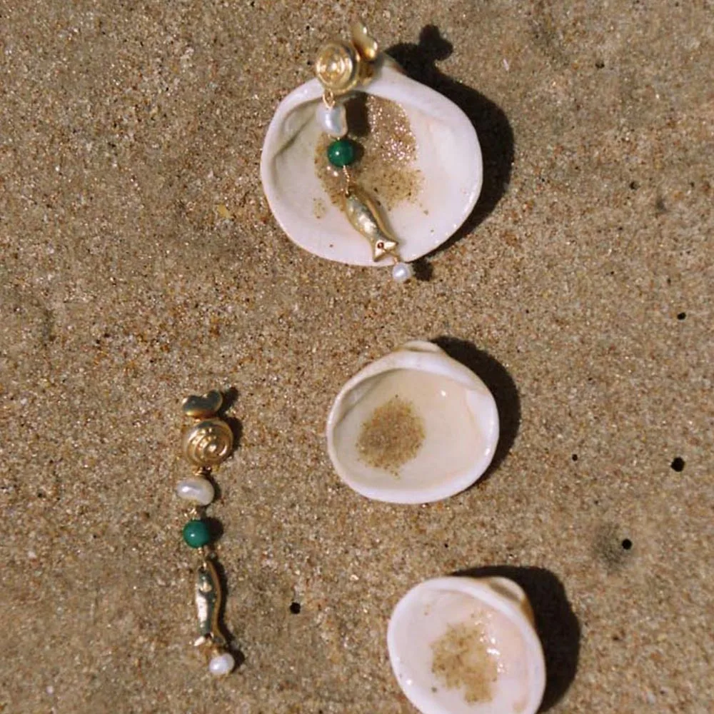 YHTOT Beach Ocean Orecchini a spirale Orecchini di perle Orecchini di pesce in acciaio inossidabile Accessori da donna Accessori da donna per le vacanze