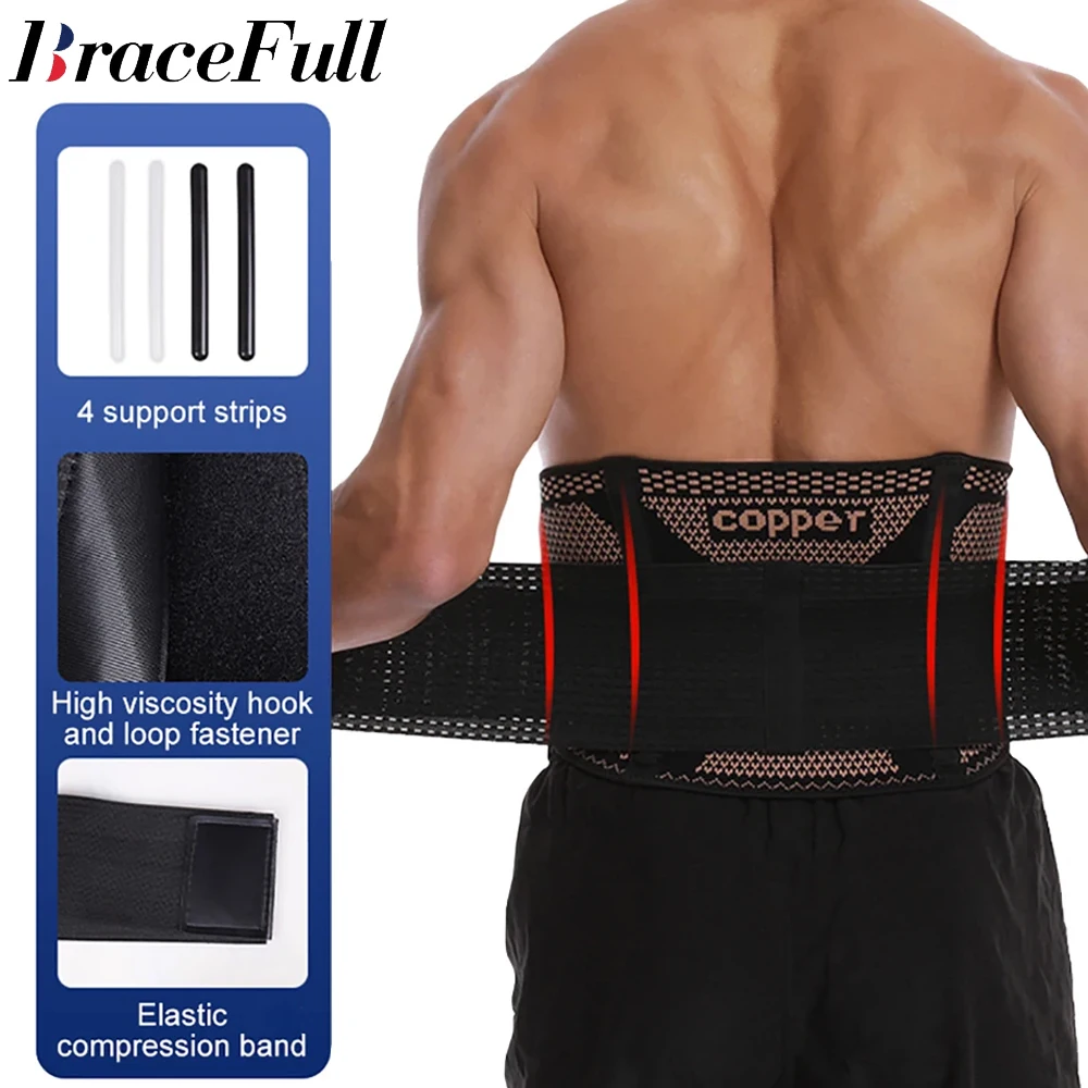 Copper Adjustable Rapid Relief Back Brace,Lower Back Pain,Herniated Disc,Sciatica,Scoliosis with Lumbar Support,For work