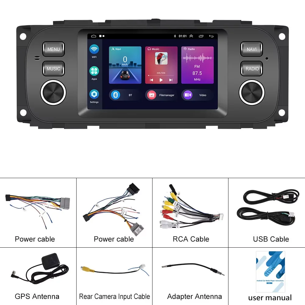 Podofo Android 2Din 5\'\' Car Radio For JEEP Cherokee Dodge Chrysler Multimedia Video Player Carplay Autoradio Stereo Player GPS