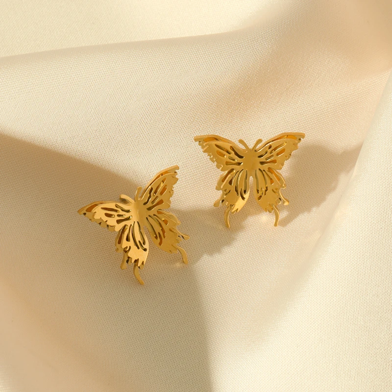 أقراط من الفولاذ المقاوم للصدأ من EILIECK للنساء ، مجوهرات أذن مقاومة للماء ، هدية العيد ، لون ذهبي ، موضة جديدة ، 316L #3