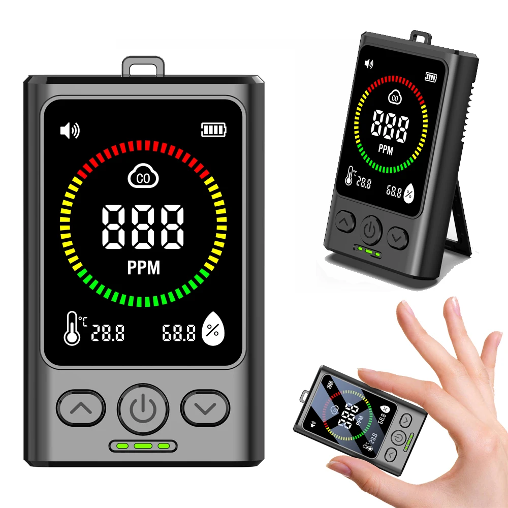 3-in-1 Carbon Monoxide detector Temperature and humidity monitor with LCD Display Portable Carbon Monoxide Alarm