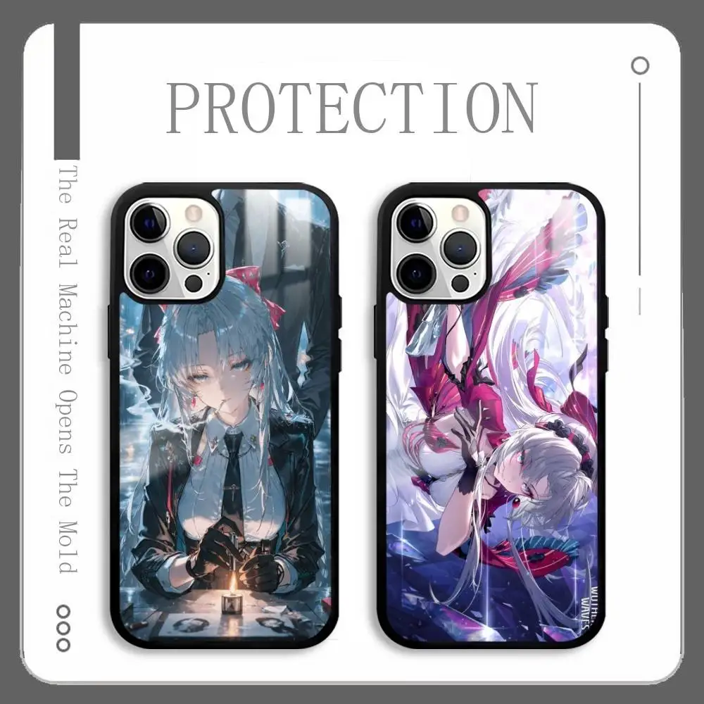 

Cute Carlotta Wuthering Waves Phone Case For IPhone 16 15 14 13 12 11 Pro Max Plus Mini Plus Hard Mirror Surface Protect Funda