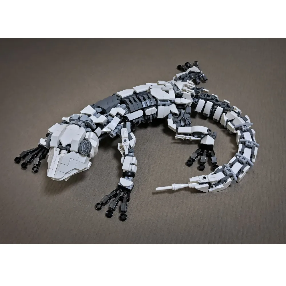 MOC Mecha Gecko-10 ruchome klocki do budowy modeli jaszczurki gady mechaniczne zabawki do ognia salamandra klocki edukacyjne prezent dla dzieci