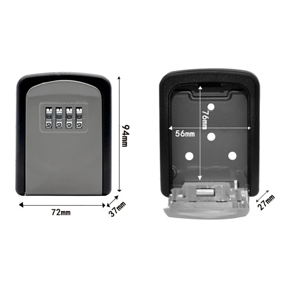 Wall Mount Key Lock Box 4 Digit Password Code Security Lock No Key for Home Office Key Safe Secret Storage Box Organizer