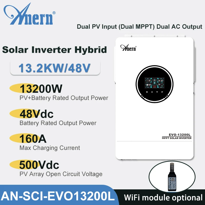 10.2KW 8200W 10200W Off Grid Dual MPPT Omvormer Hybride 160A 230V Zuivere Sinus DC 48V voor Batterijlader
