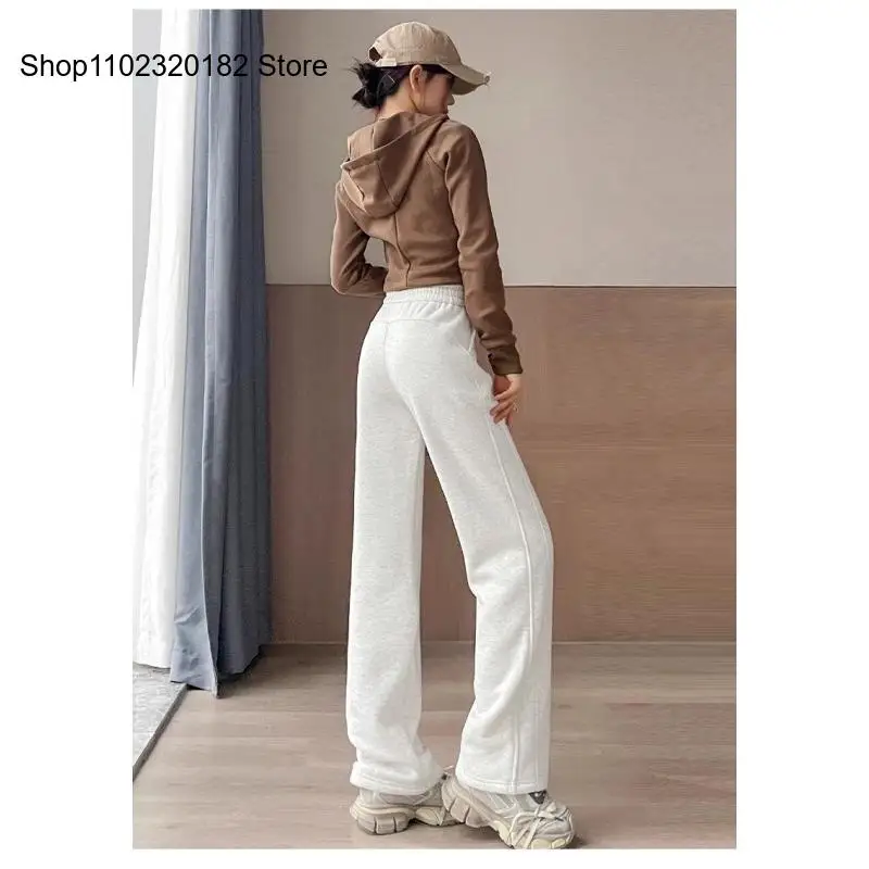 Women's Sherpa Autumn and Winter Thickened Velvet Casual Pants High Waist Loose Floor Mopping Pants