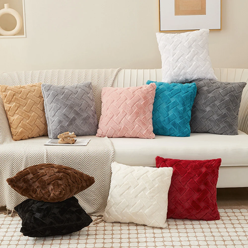 

Square Plush Pillowcase For Sofa Living Room 45x45cm Modern Cushion Cover Home Textile Home Decor Pillowslip Decorative