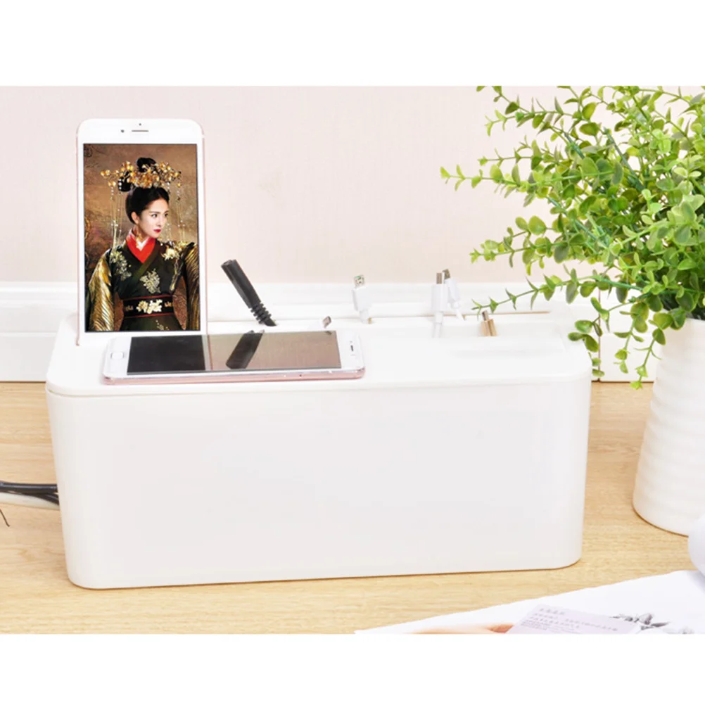 Проволока белого цвета среднего размера для домашнего офиса, кухни, ванной комнаты, пластиковый органайзер для кабеля, контейнер для кабелей, ящик для хранения, бытовой