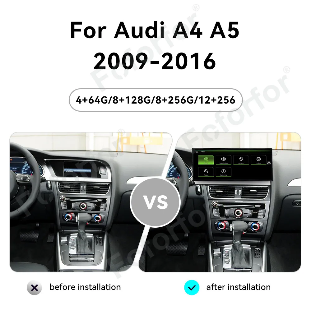 

15,8-дюймовая автомобильная магнитола Qualcomm для Audi A4 A5 2009-2016 с GPS-навигацией, CarPlay, Android 14.0, HD-экраном и мультимедийным плеером