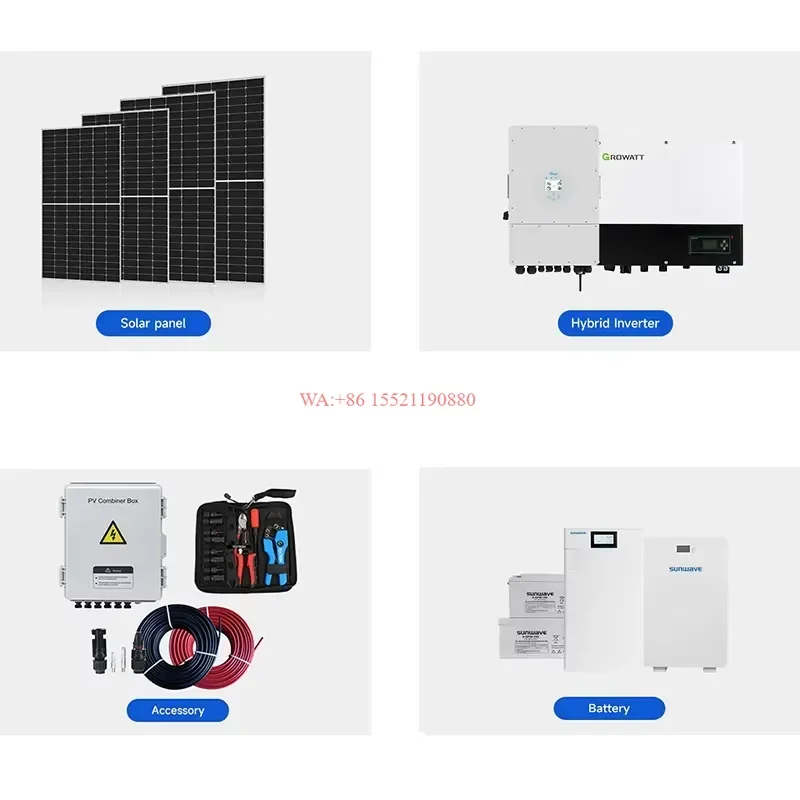 WMWMNU for SUNWAVE Complete Hybrid Solar Solution 10kW 12kW 15kW 120V 240V Lifepo4 Lithium Battery Inverter and Panels for