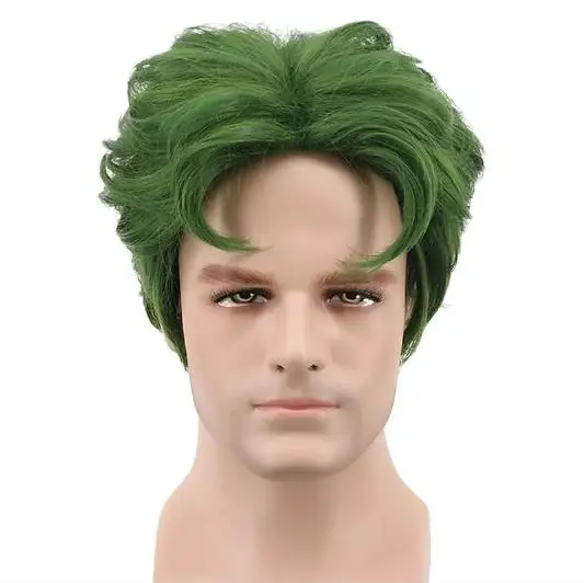 

Men Short Green Curly Cosplay Wig For Party Synthetic Hair Wigs Halloween Wig Heat Resistant Hair