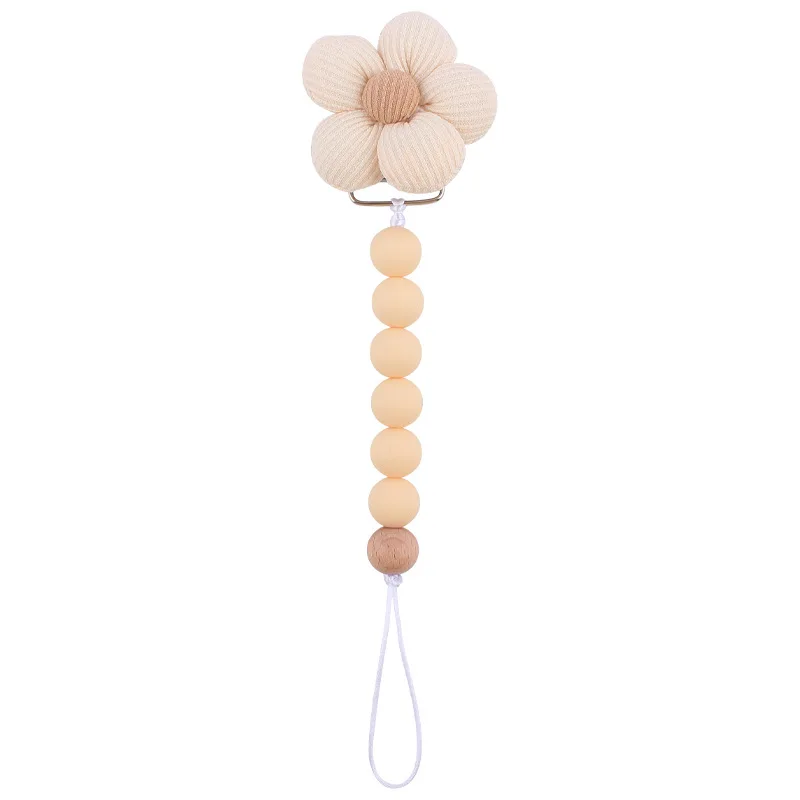 Babyaccessoires Pasgeboren producten Keten Fopspeenclip Jute Bloem Anti Drop Chain Fopspeen Bijtring Clip Siliconen Kinderen Cadeau