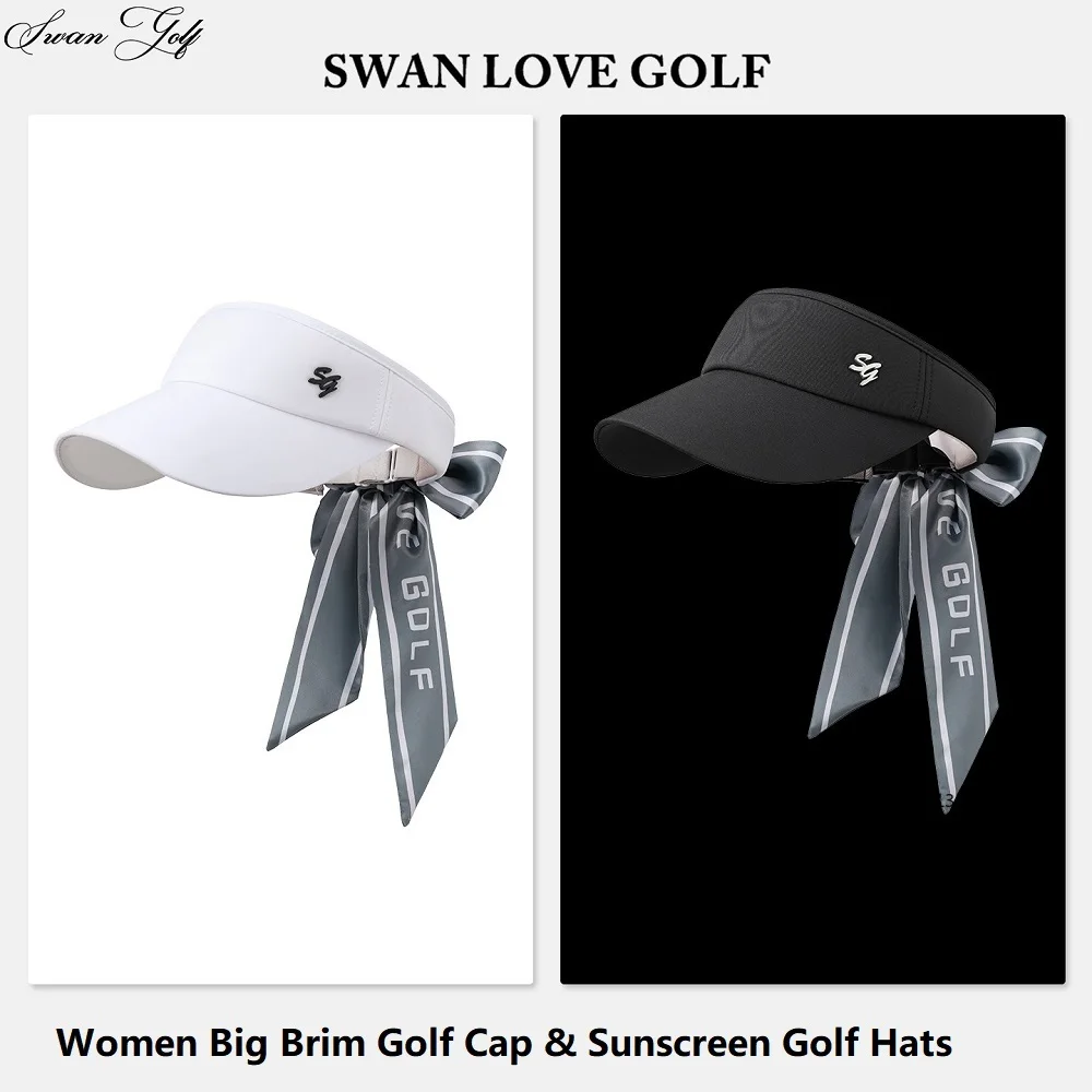 

SG New Empty Top Cap Women Sunscreen Adjustable Sports Golf Hat Anti-UV Casual Cap with Removable Bow Golf Aids