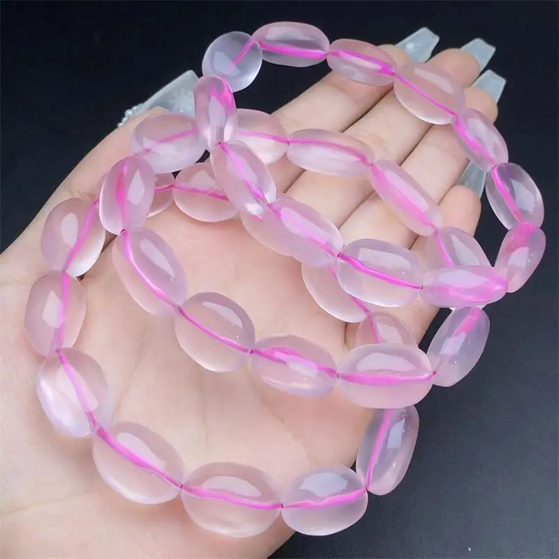 Natural Freeform Rose Quartz Bracelet String Charms Handmade Fortune Energy Mineral Woman Amulet Jewelry Gift 1PCS