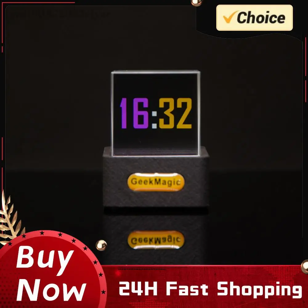 

Crystal Cube Photo Display Holographic Desktop Smart Weather Station & Digital Clock with GIF Animations for Desktop Decor