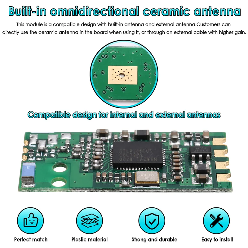 Excellent-USB Wifi Module RTL8188CUS Wireless Network Card Module W2 Onboard  Antenna